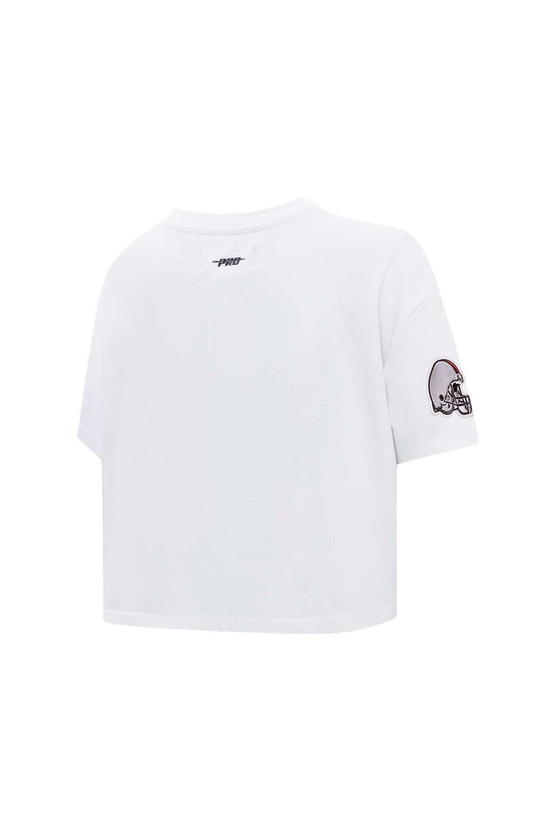 Women's Pro Standard White Cleveland Browns New Helmet Capsule Cropped T-Shirt, Alternate, color, White
