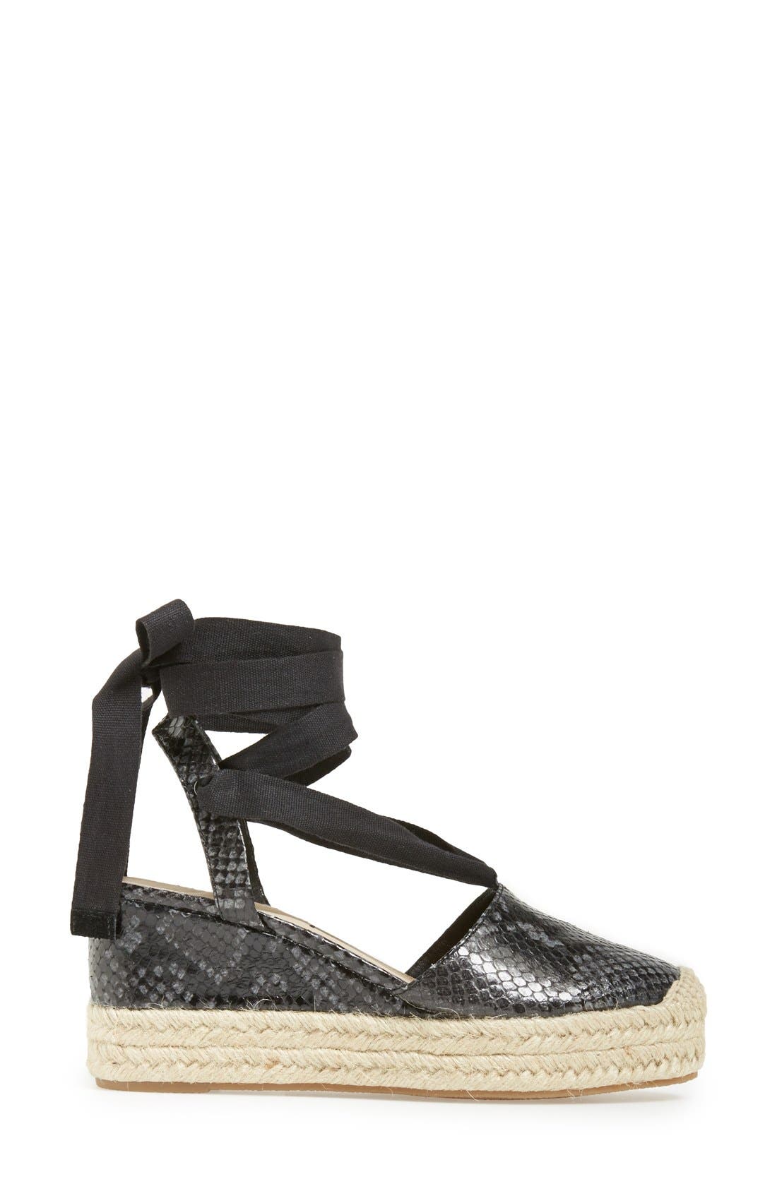 'Ralina' Espadrille Wedge, Alternate, color, BLACK