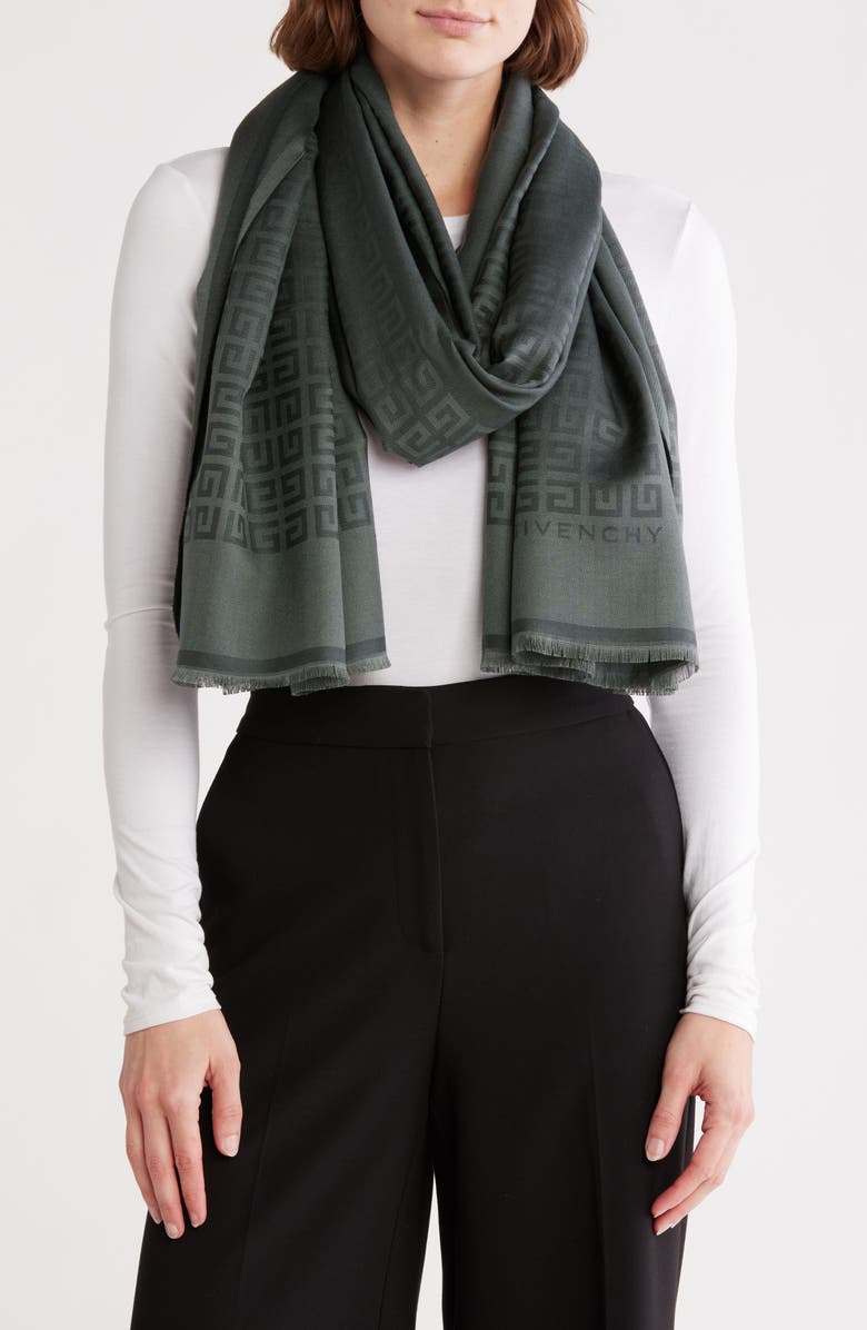 Givenchy 4G Logo Silk & Wool Blend Oblong Scarf, Main, color,