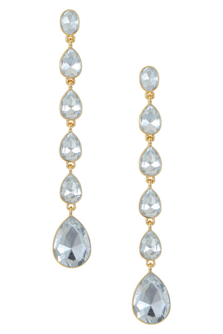 Teardrop Crystal Linear Earrings, Main, color, GOLD