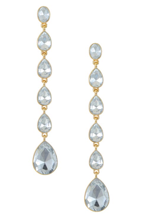 Teardrop Crystal Linear Earrings