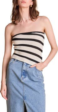 Endless Rose Stripe Open Stitch Tube Top