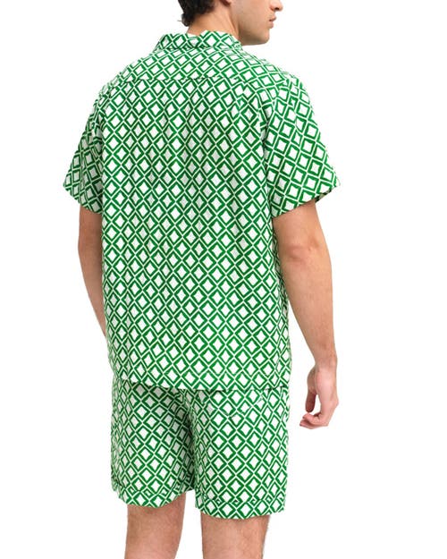 Peninsula Swimwear Teulada Linen Bowling Shirt In Green