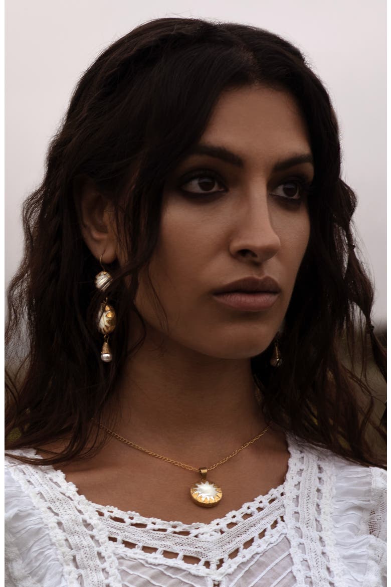 Warrioress Medallion Earrings, Alternate, color, Gold