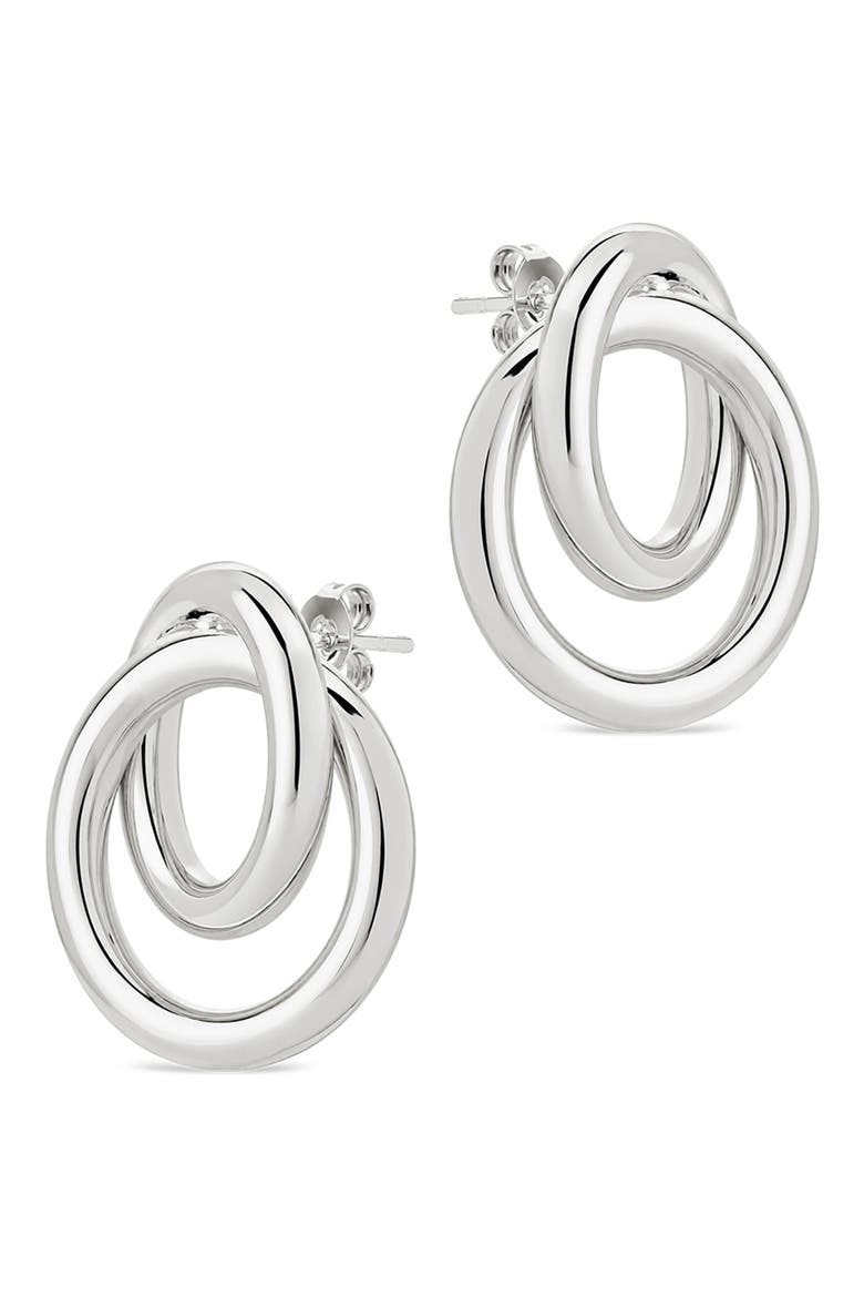 Arnaude Interlocking Circle Stud Earrings, Alternate, color, SILVER