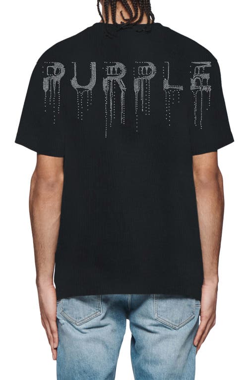 Purple Brand Crystal Embellished Logo Heavyweight Jersey T-shirt In Black