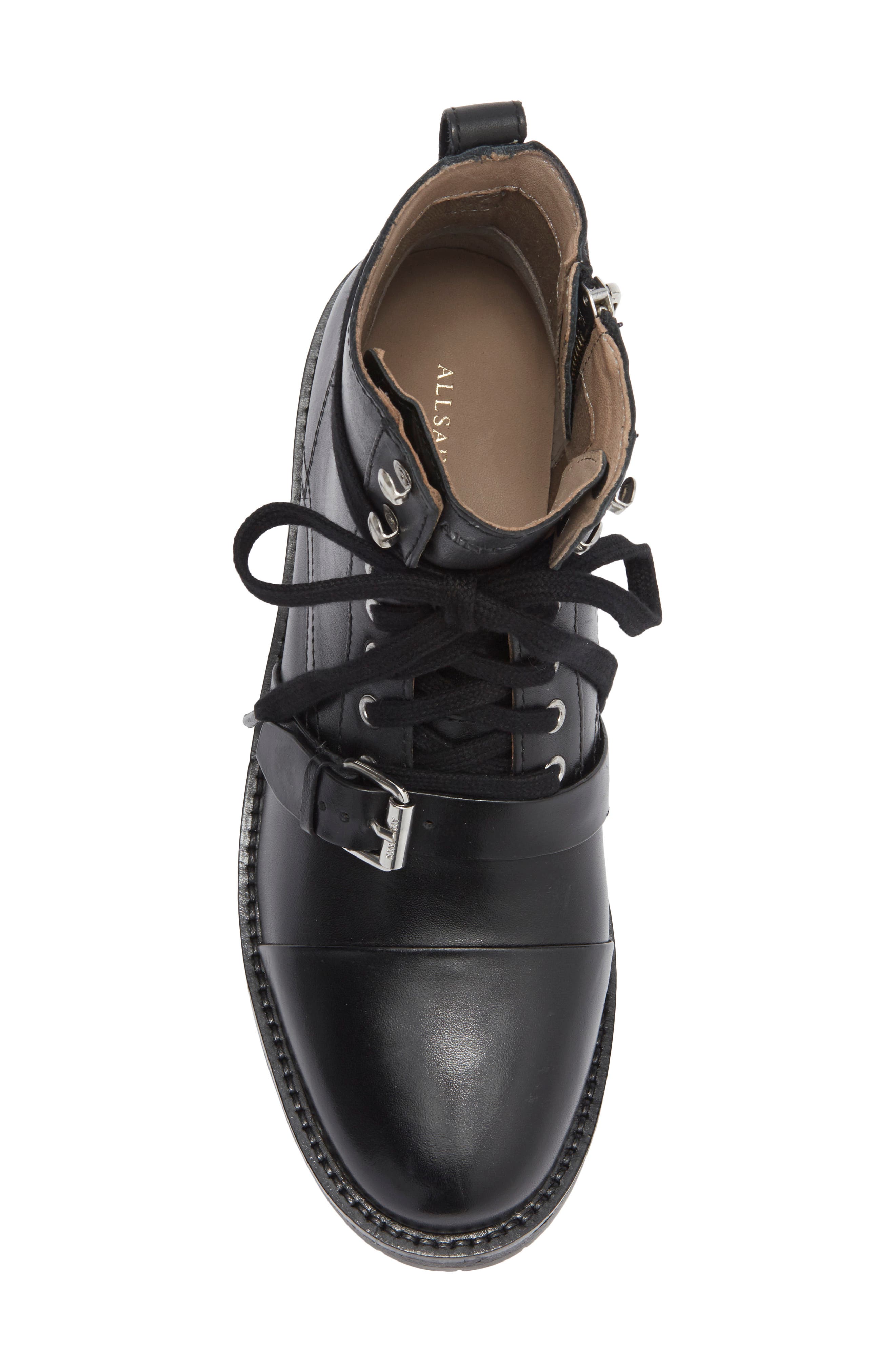 AllSaints Demi Cutout Bootie, Alternate, color, Black