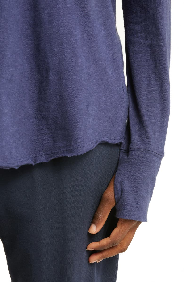 Zella Relaxed Washed Long Sleeve Slub Tee, Alternate, color, Navy Nightfall