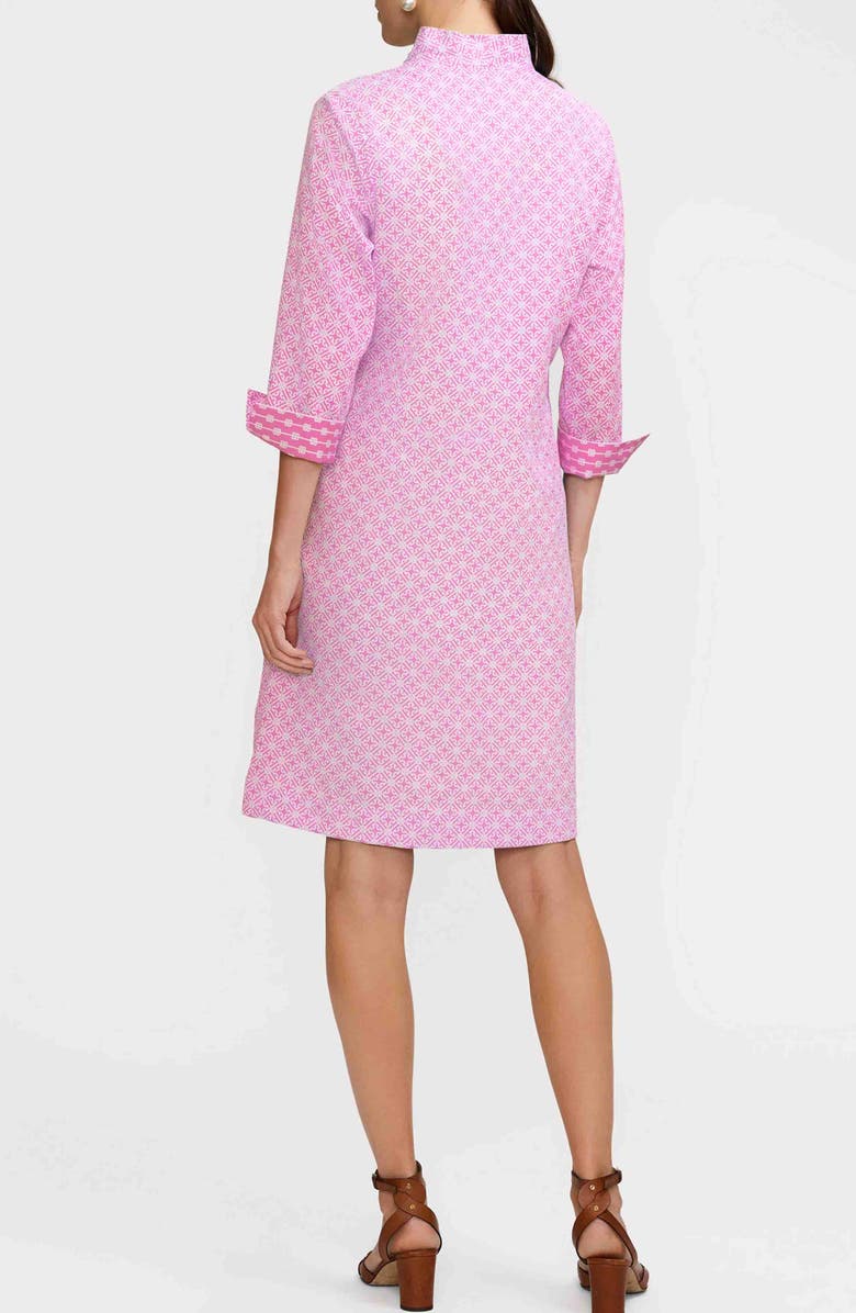 Foxcroft Tammy Geo Lattice Cotton Shirtdress, Alternate, color, Pink/Whiite