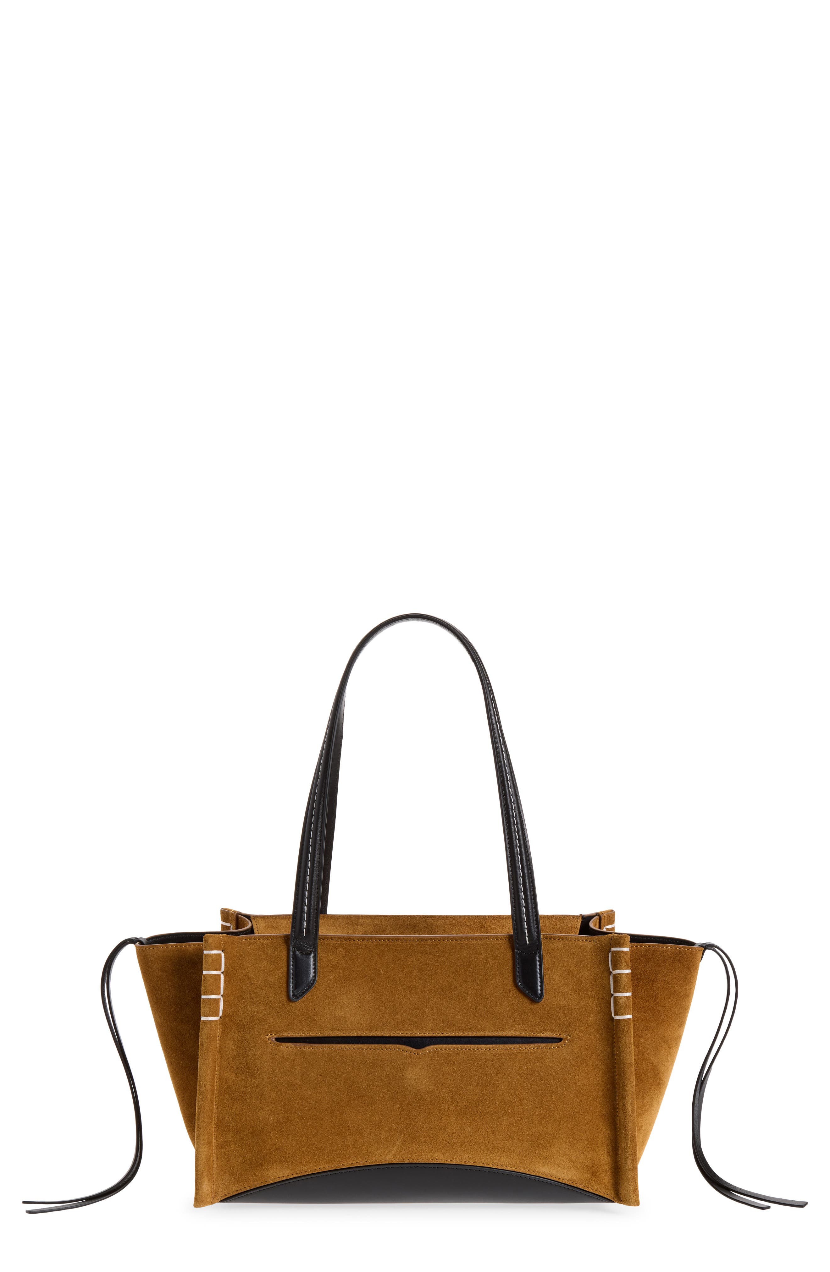 Elongated Loafer Cabas Leather Tote, Main, color, CARAMEL/ BLACK 269