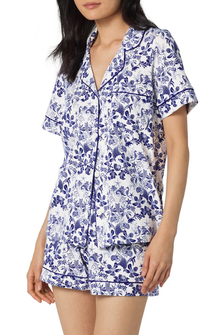 Print Stretch Organic Cotton Short Pajamas, Alternate, color, UNDER THE SEA