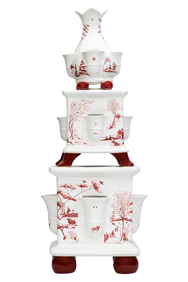 Country Estate Winter Frolic 11" Tulipiere Tower, Main, color, RUBY