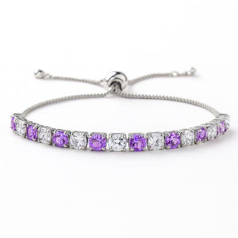 Created Amethyst Adjustable Tennis Bracelet