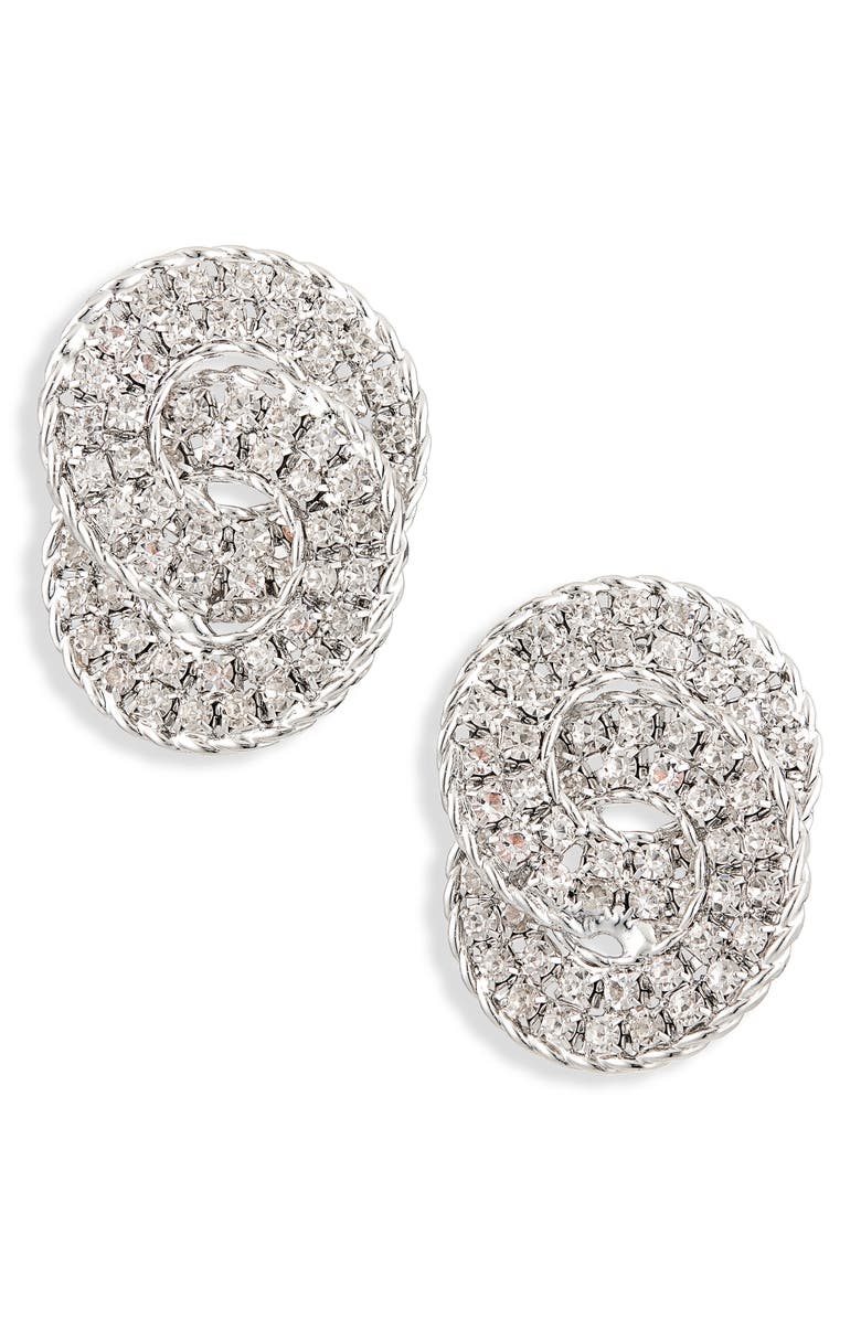 Tasha Pavé Crystal Interlocking Circle Drop Earrings, Main, color, Silver/Crystal