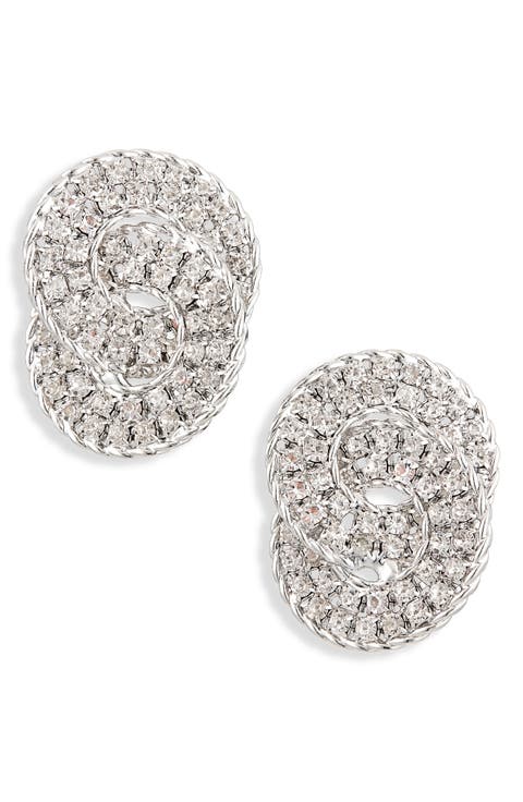 Pavé Crystal Interlocking Circle Drop Earrings