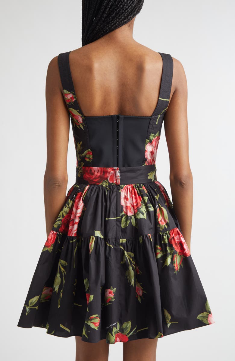 Dolce&Gabbana Rose Bouquet Bustier Top, Alternate, color, Bouquet Rose F.nero