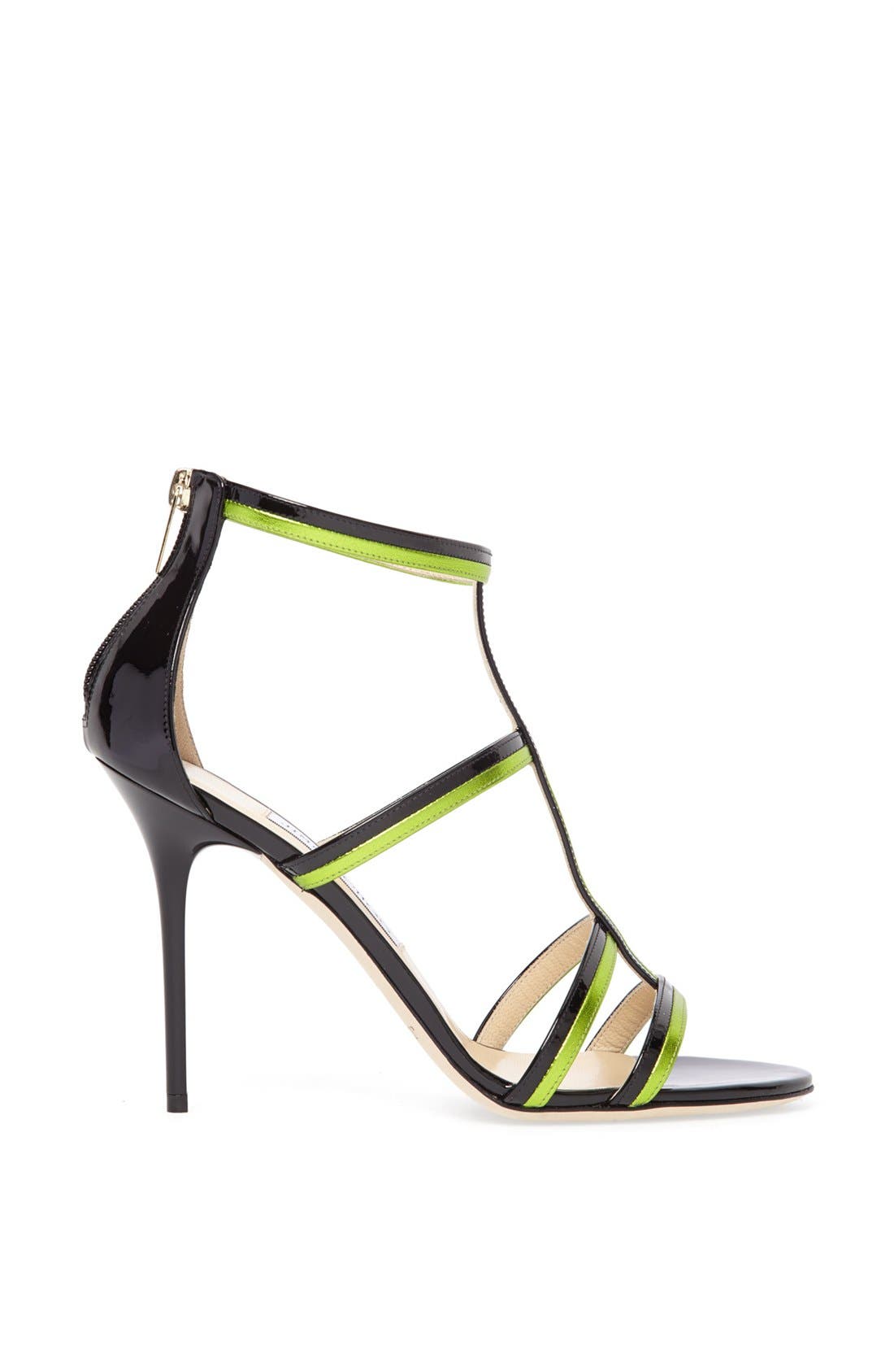 'Thistle' T-Strap Sandal, Alternate, color, BLACK/ LIME