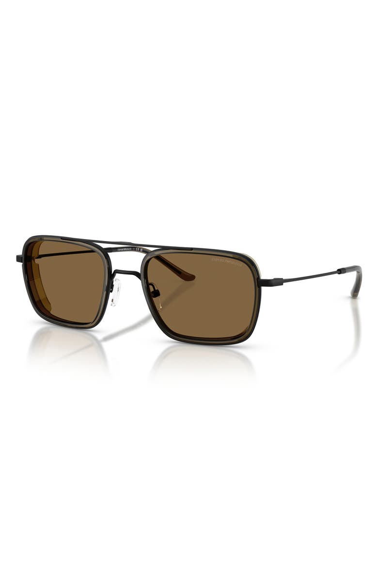Emporio Armani 54mm Square Sunglasses, Alternate, color, Matte Black / Dark Green