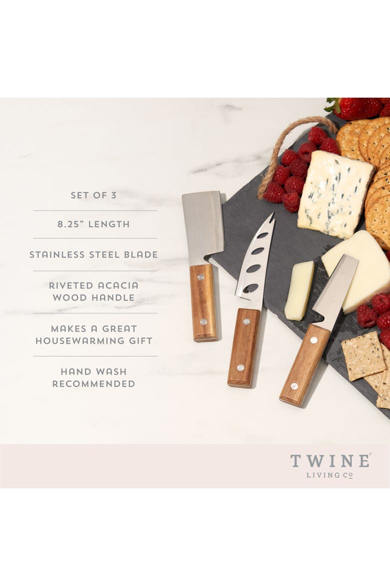 Rustic Cheese Knives Set of 3, Alternate, color, BROWN