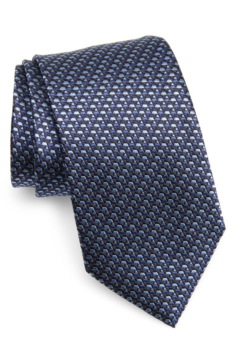 ZEGNA TIES Small Triangle Silk Tie, Main, color, Blue
