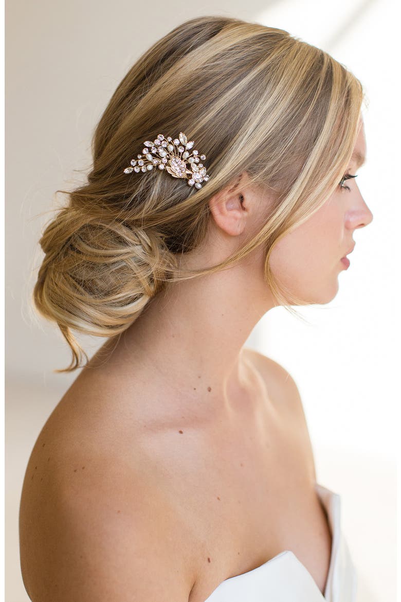 Kalene Crystal & Freshwater Pearl Hair Comb (Nordstrom Exclusive), Main, color, GOLD