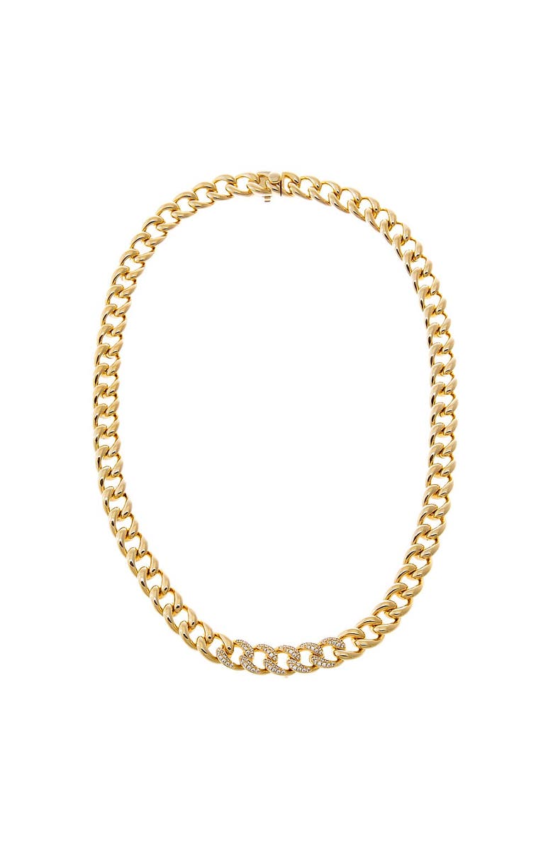 BY ADINA EDEN Pave Accent Curb Link Necklace, Main, color, Gold