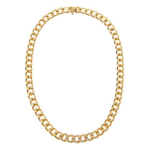 Pave Accent Curb Link Necklace