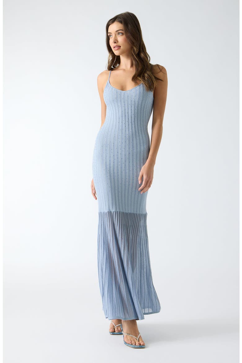 Meena Rib Knit Sheer Skirt Maxi Dress, Alternate, color, BLUE