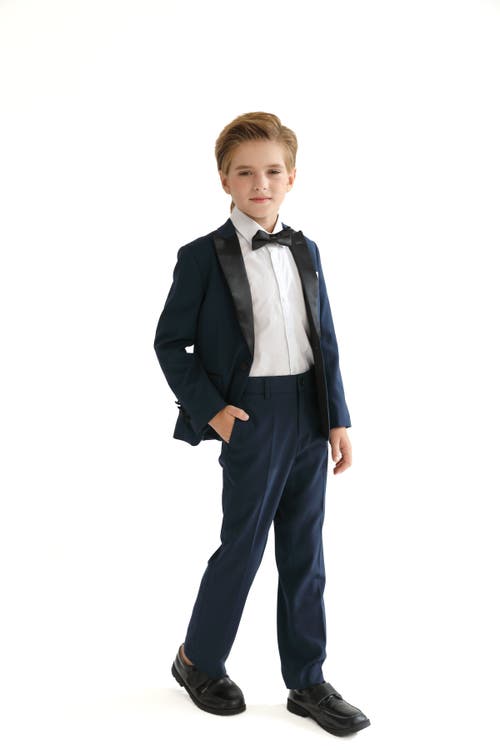 Moustache Peak Lapel Suit Set In Navy