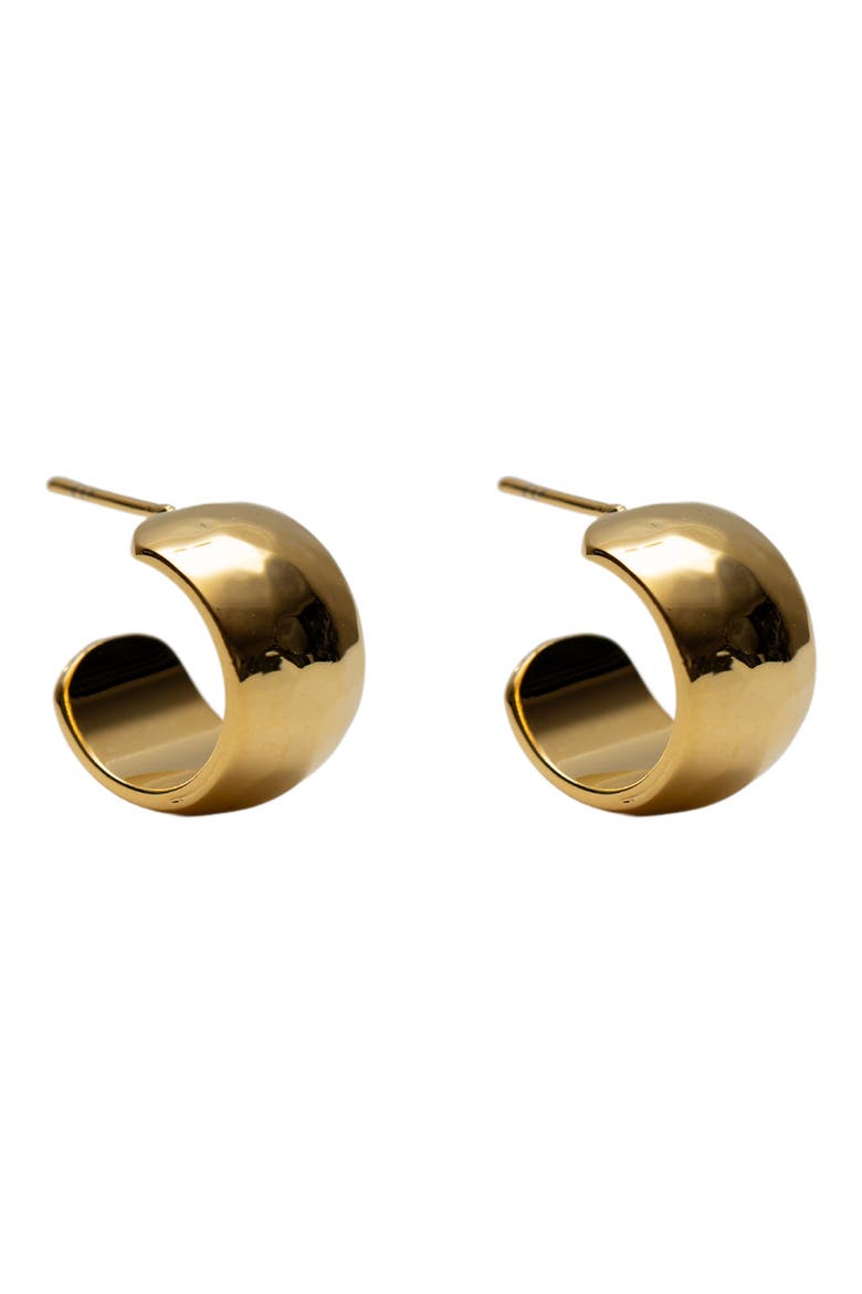Small Wide Hammered Hoop Earrings, Main, color, GOLD