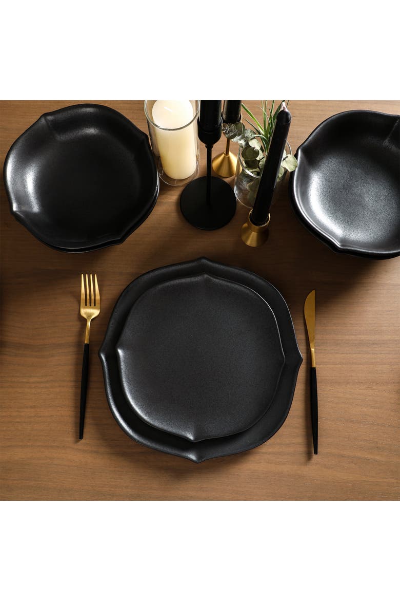 Baskerville Stoneware 24-Piece Dinnerware Set, Alternate, color, Black