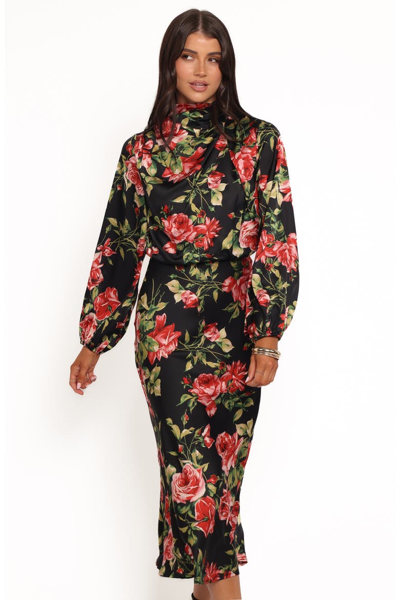 Perrie Floral Long Sleeve Dress, Alternate, color, BLACK FLORAL