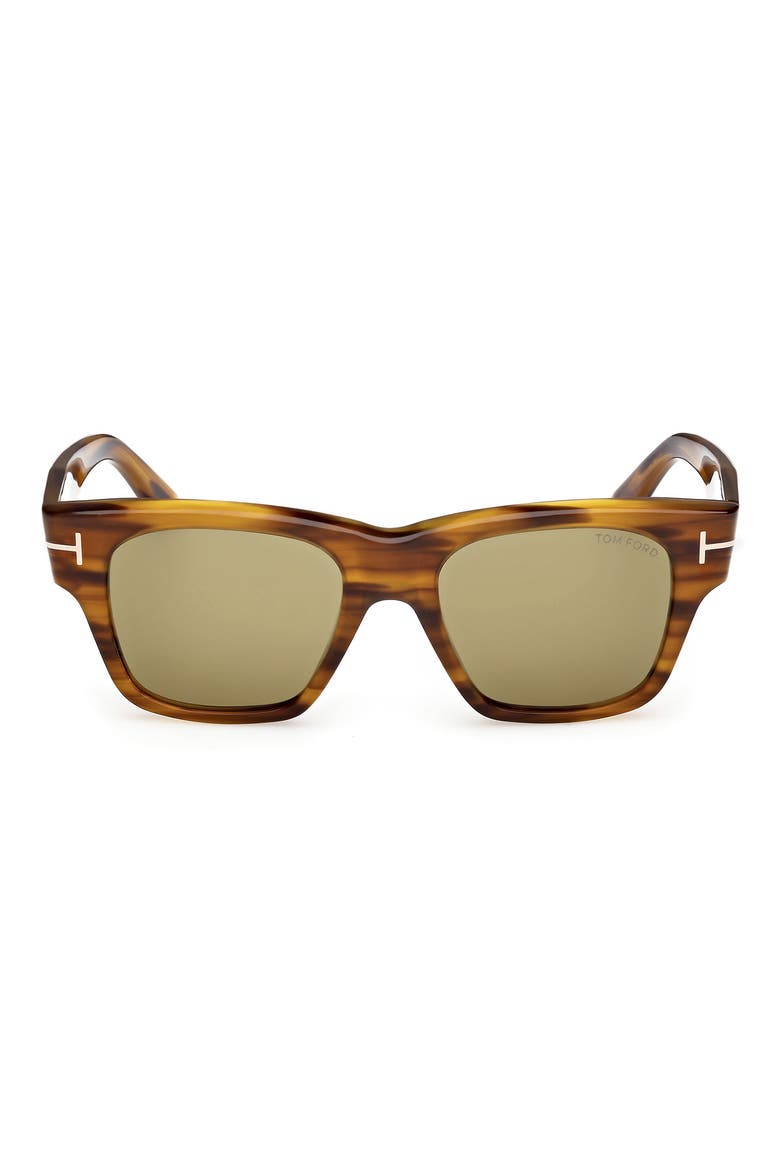 53mm Square Sunglasses, Main, color, STRIPED BROWN HONEY / GREEN