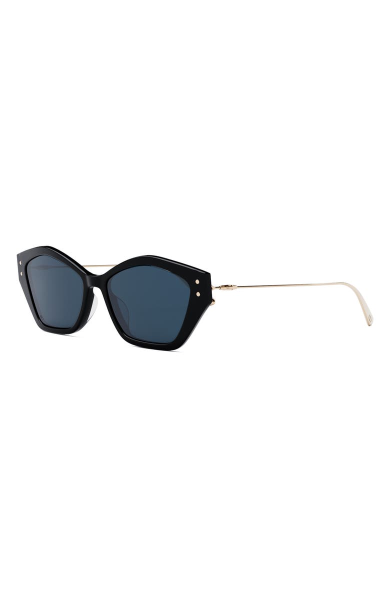 DIOR MissDior S1U 56mm Geometric Sunglasses, Alternate, color, Shiny Black / Blue