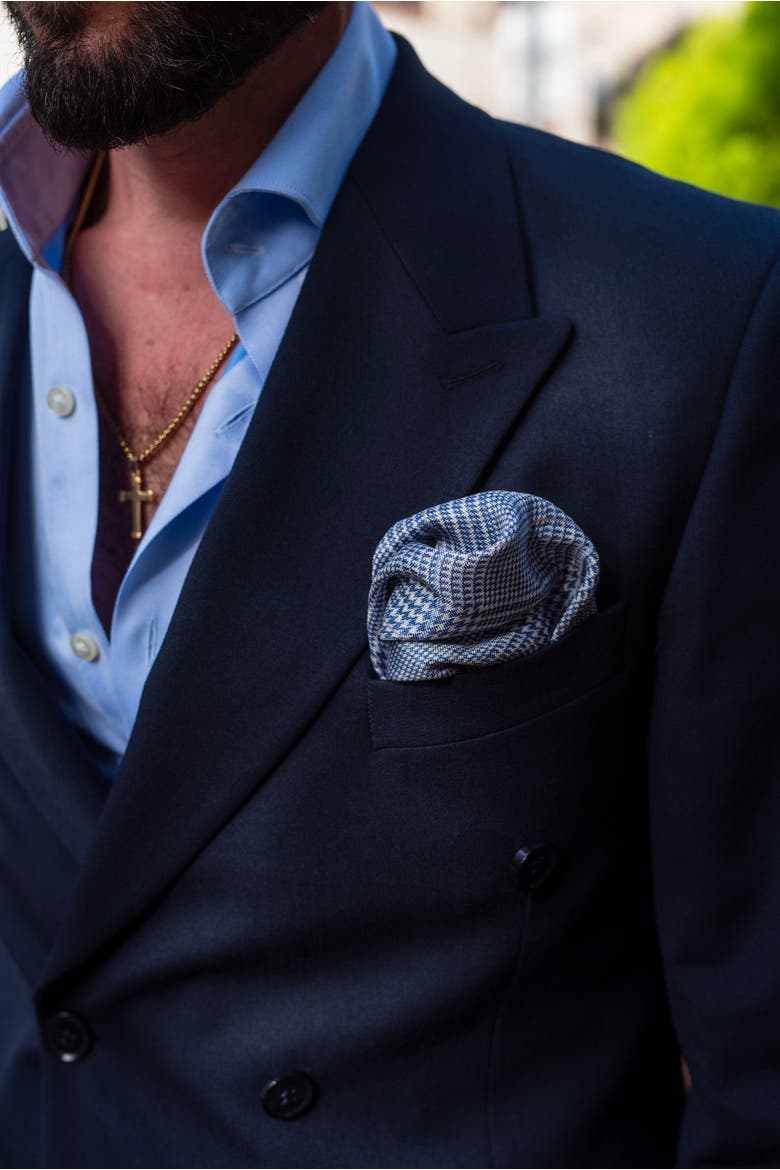 Enzo - Double Sided Silk Pocket Square for Men, Alternate, color, Blue