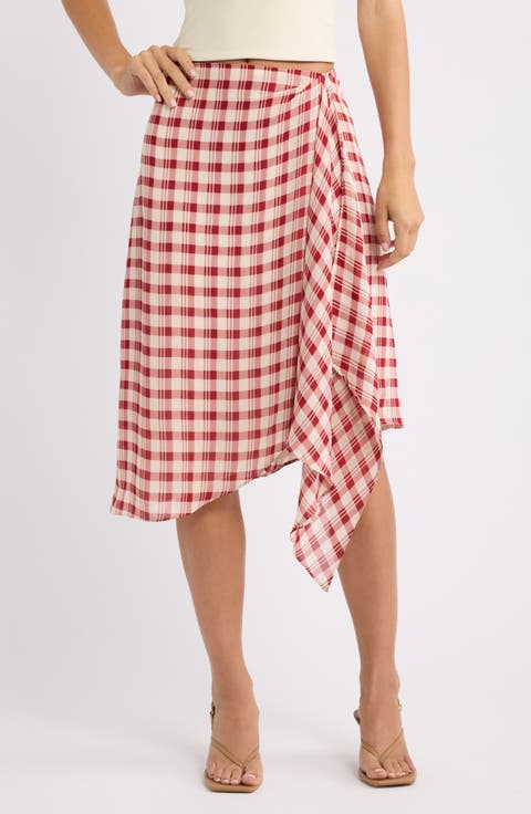 Cece Check Midi Skirt