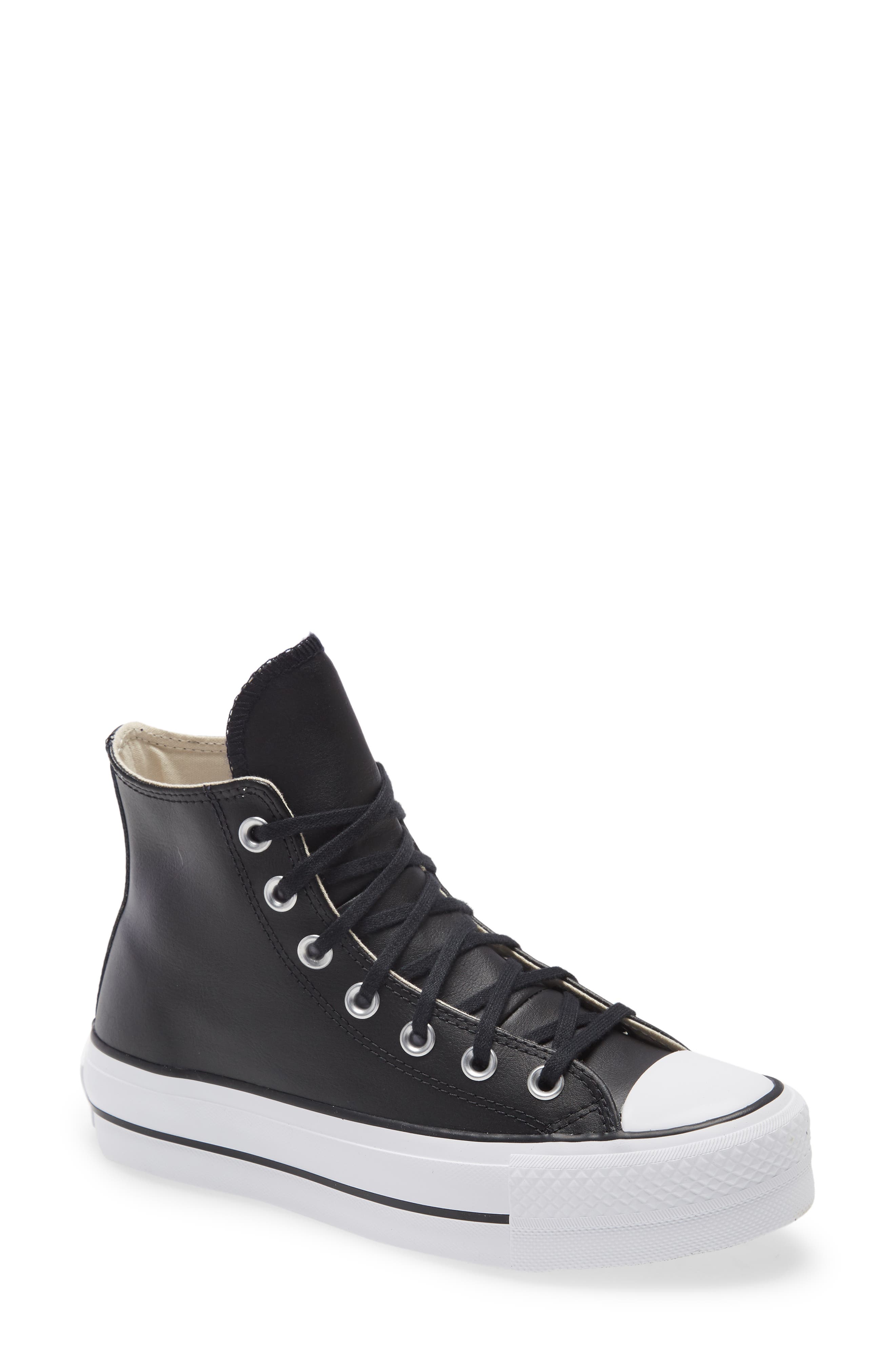 Converse Chuck Taylor<sup>®</sup> All Star<sup>®</sup> Leather High Top Platform Sneaker, Main, color, 