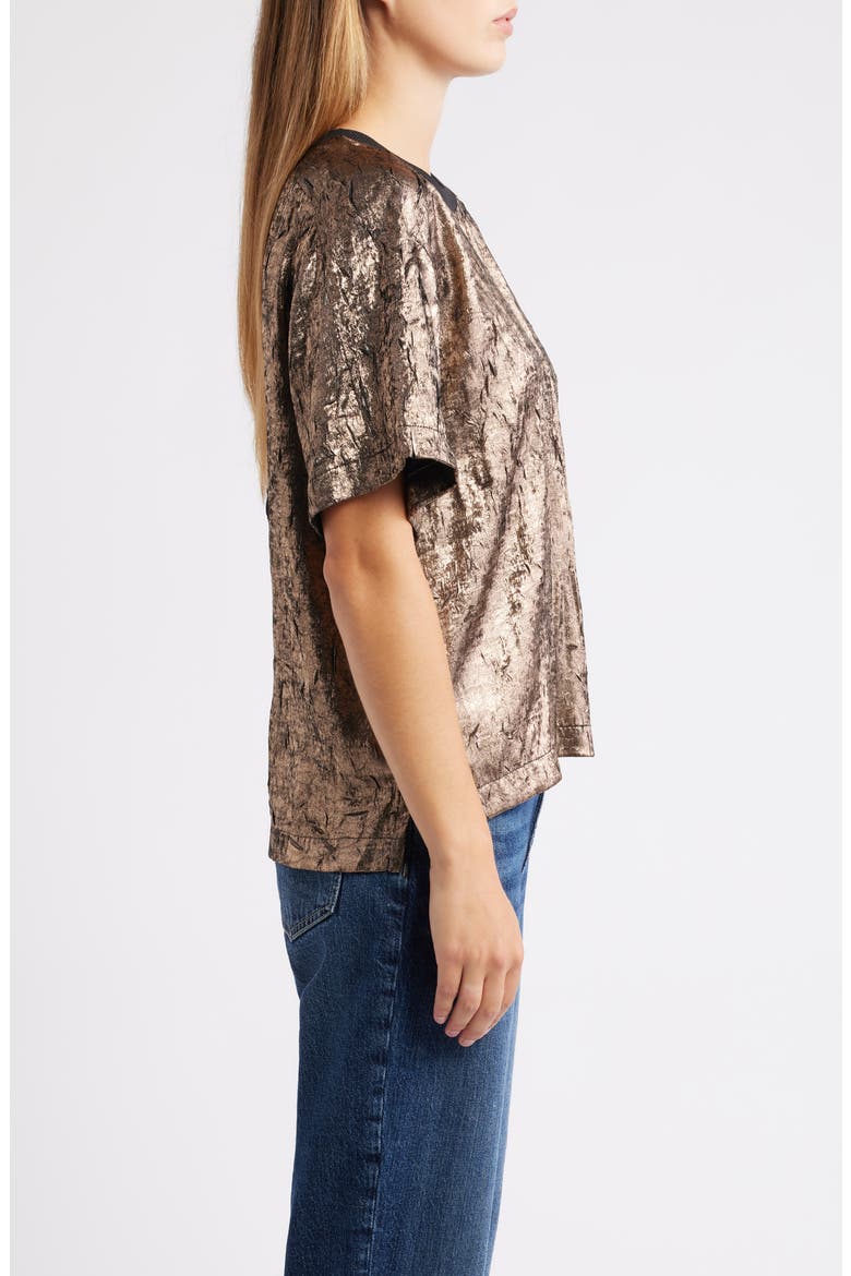 Foil Print T-Shirt, Alternate, color, CHAMPAGNE