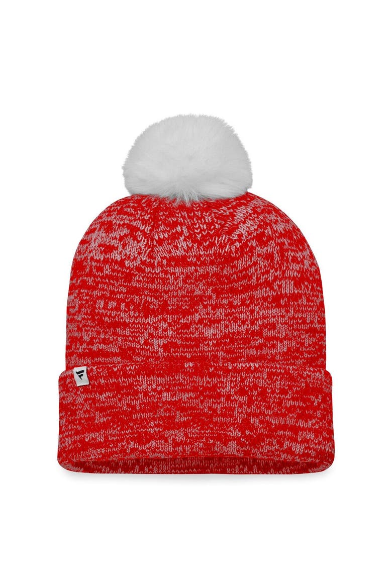 Women's Fanatics Branded Red Calgary Flames Glimmer Cuffed Knit Hat with Pom, Alternate, color, Red