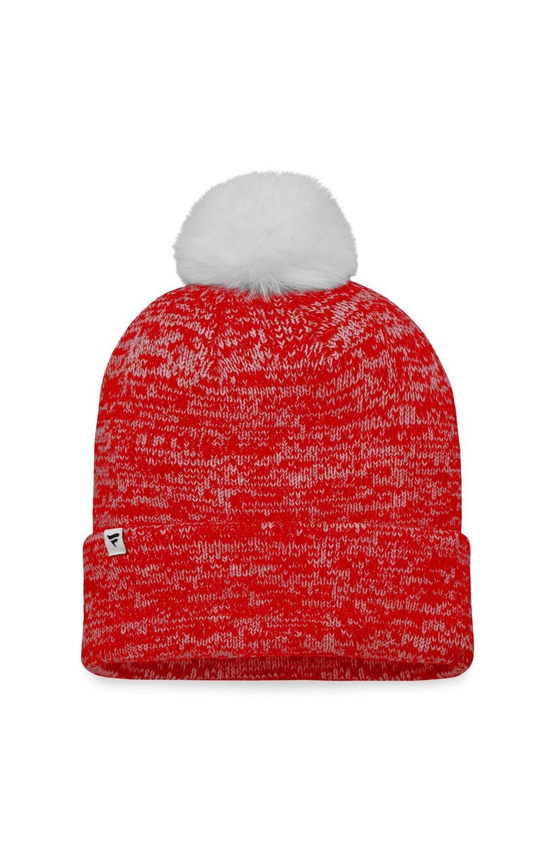 FANATICS Women's Fanatics Branded Red Calgary Flames Glimmer Cuffed Knit Hat with Pom, Alternate, color, Red