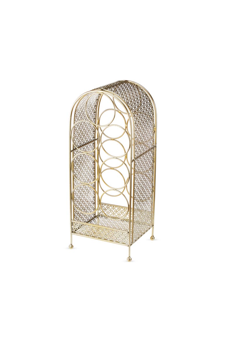 Trellis 7-Bottle Wine Rack, Main, color, Gold
