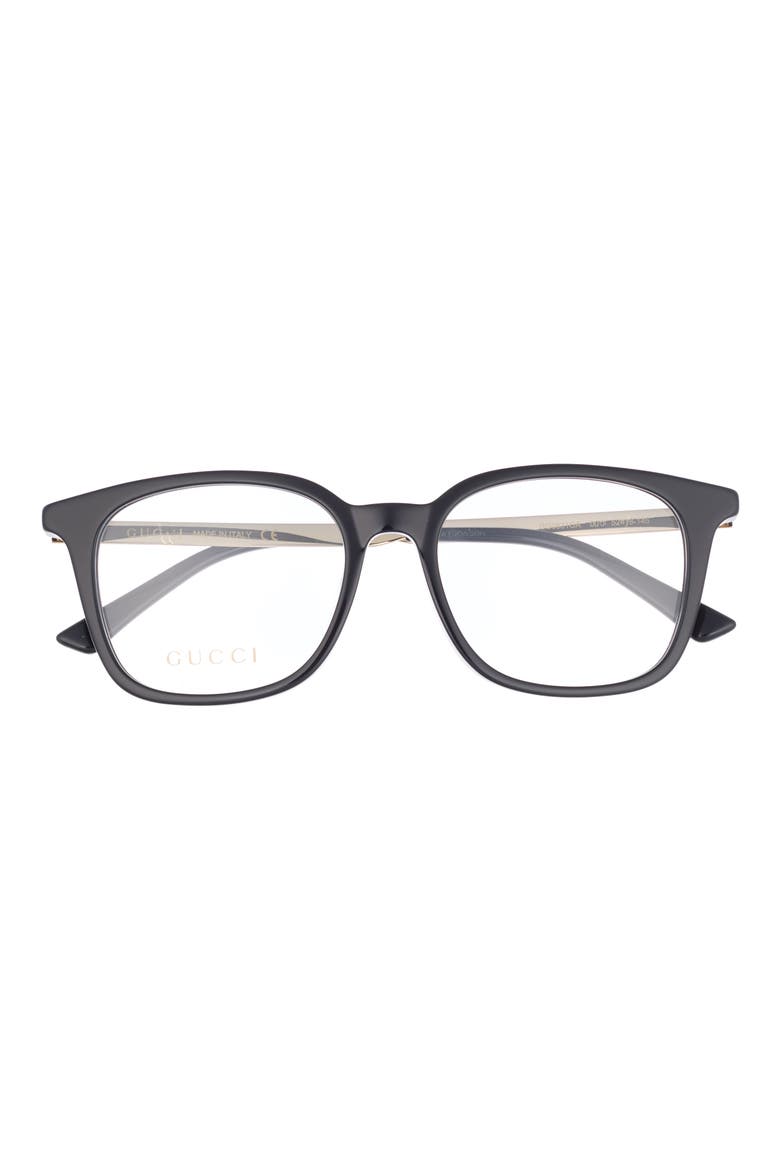 52mm Square Optical Glasses, Main, color, BLACK GOLD TRANSPARENT