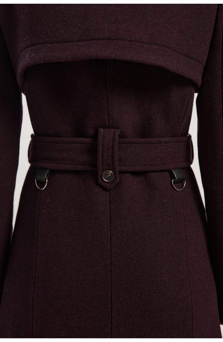 Karen Millen Petite Wool Trench Maxi Coat, Alternate, color, Wine