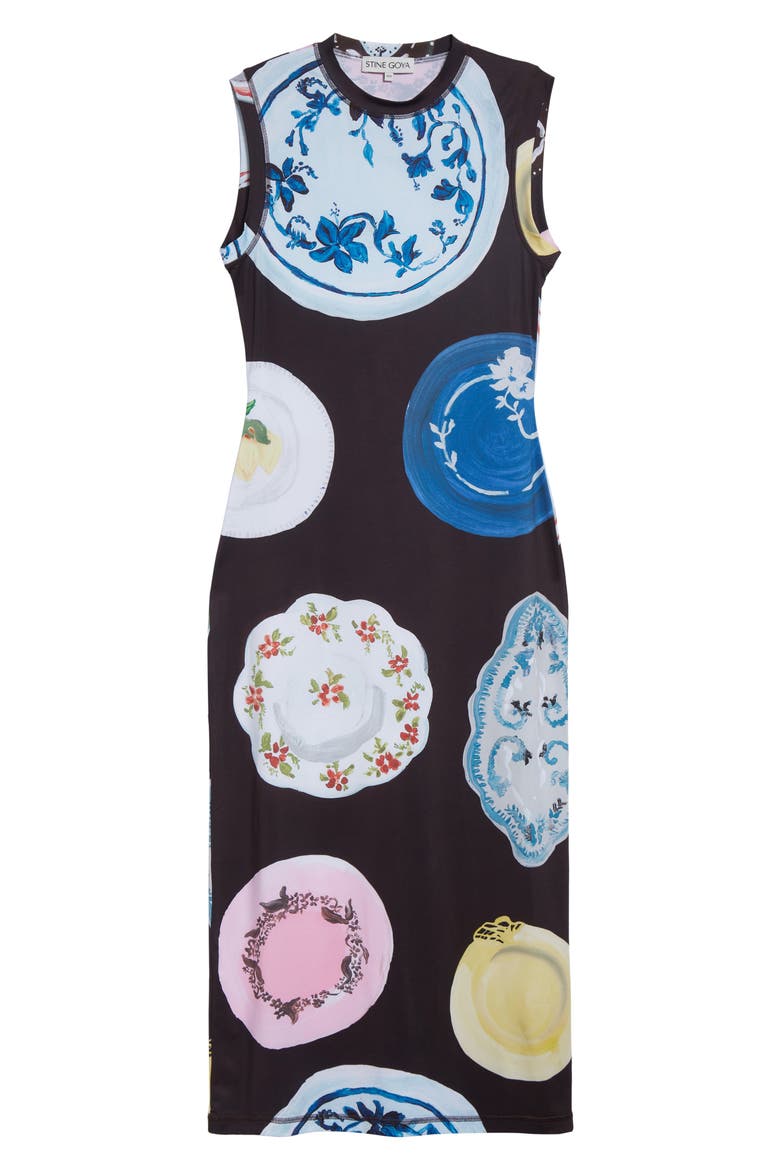 Printed Sleeveless Body-Con Dress, Alternate, color, THE PLATERA
