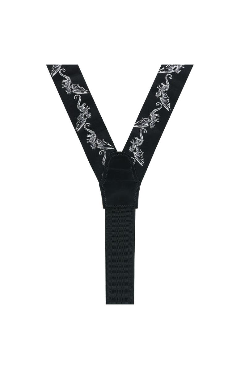 Trafalgar Guardian of Freedom Dragon Silk Button End Suspenders, Alternate, color, Black