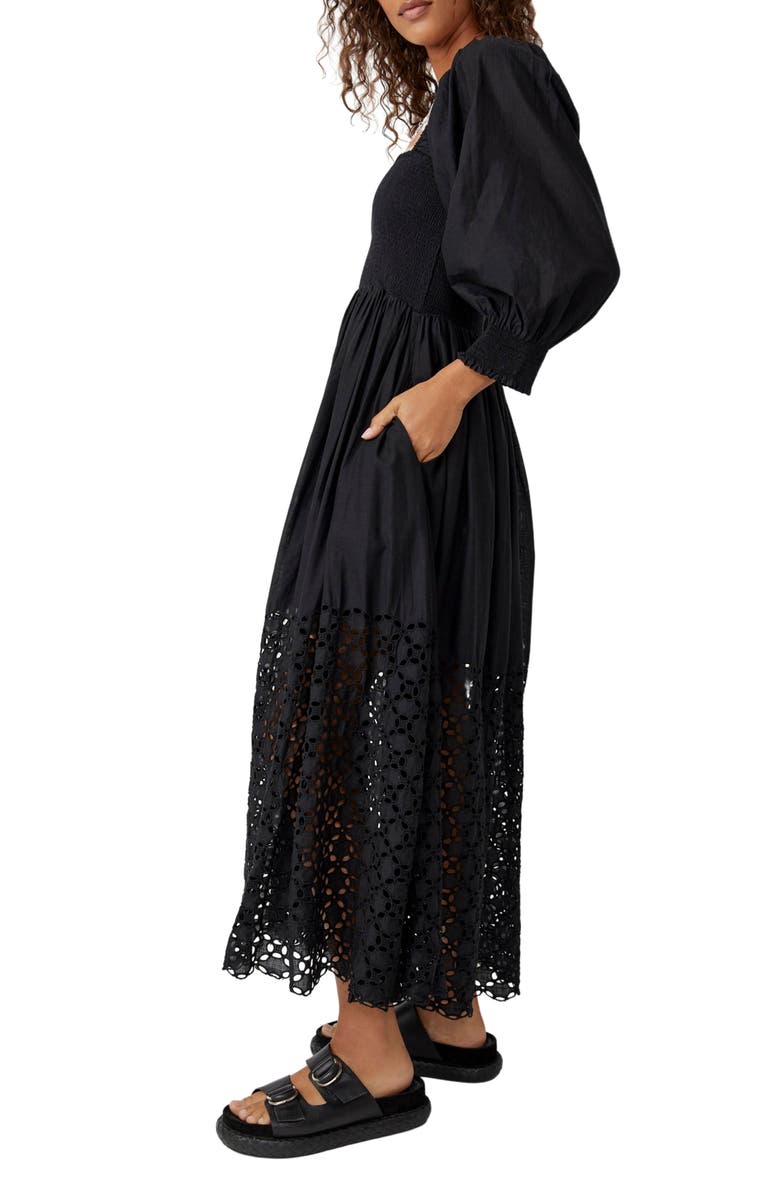 Free People Perfect Storm Smocked Eyelet Long Sleeve Maxi Dress, Alternate, color,