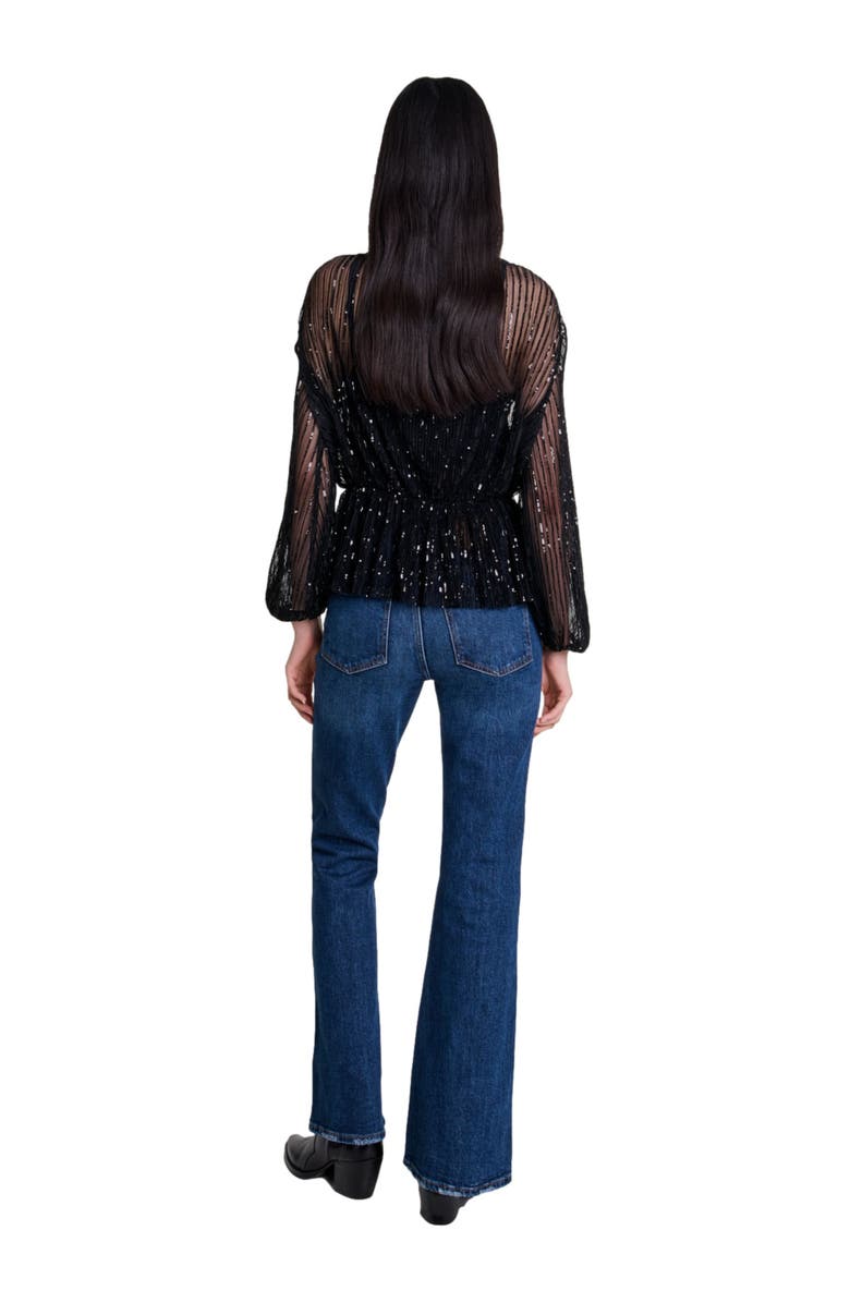 maje Belted sequin shirt, Alternate, color, 