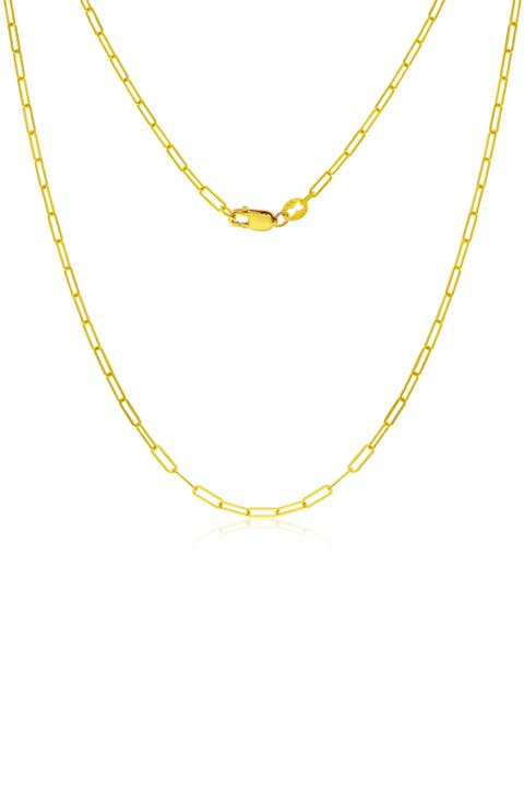 14K Gold Paperclip Chain Necklace