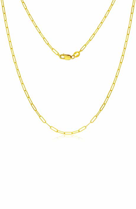 14K Gold Paperclip Chain Necklace