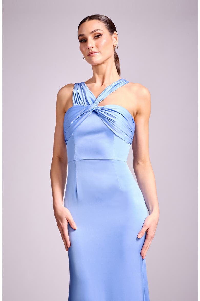 Rosalia Sleeveless Satin Gown, Alternate, color, SKY